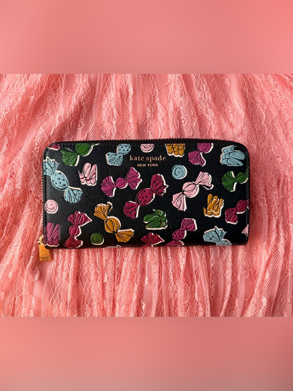 Kate Spade Morgan Assorted Candies Embossed Leather Zip Around Wallet